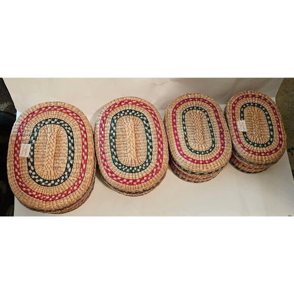 Woven Nesting Baskets Set Of 4 With Lids And Handles Never Used - Picture 2 of 12